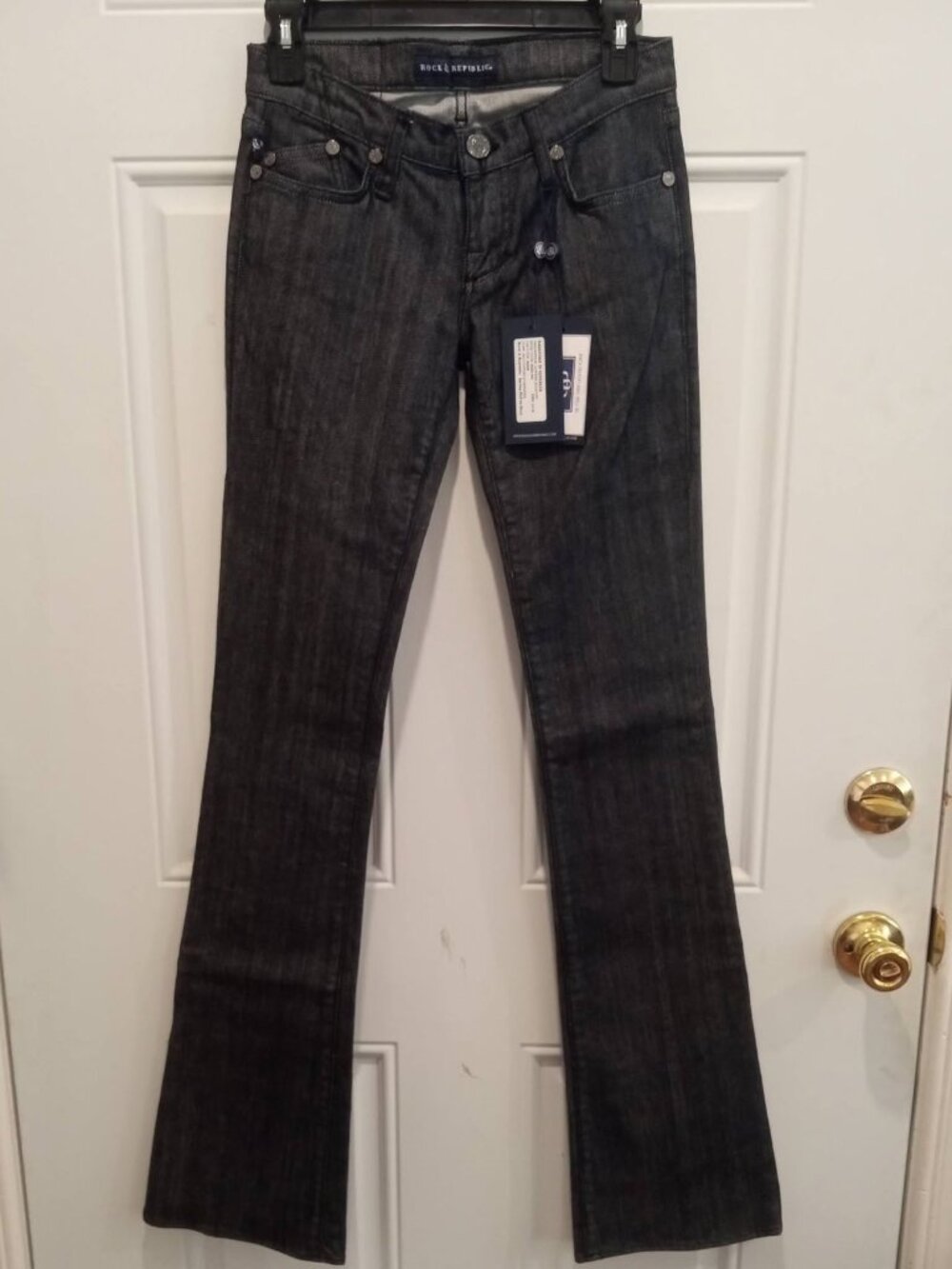 NEW Rock & Republic Black LOW RISE Bootcut Denim Jeans Kansandra 26 X 32